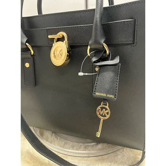🔥🎁NWT! Michael Kors HAMILTON East West Satchel Handbag Black Msrp:298.00 - Picture 6 of 10